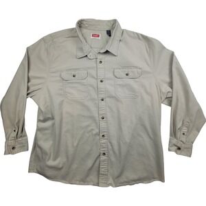 Wrangler Men's Shirt Western 3XL Long Sleeve Button Down Two Pocket Beige Cotton